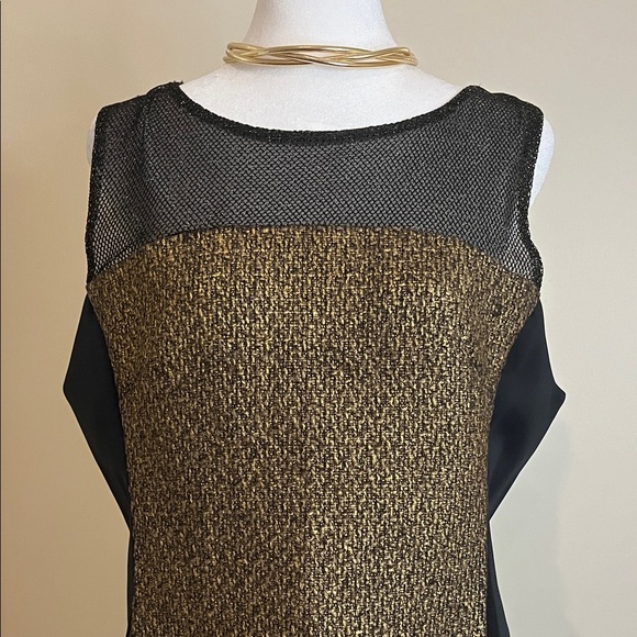 Women’s Chic Black and Gold Midi Dress Size 14 - Picture 2 of 5